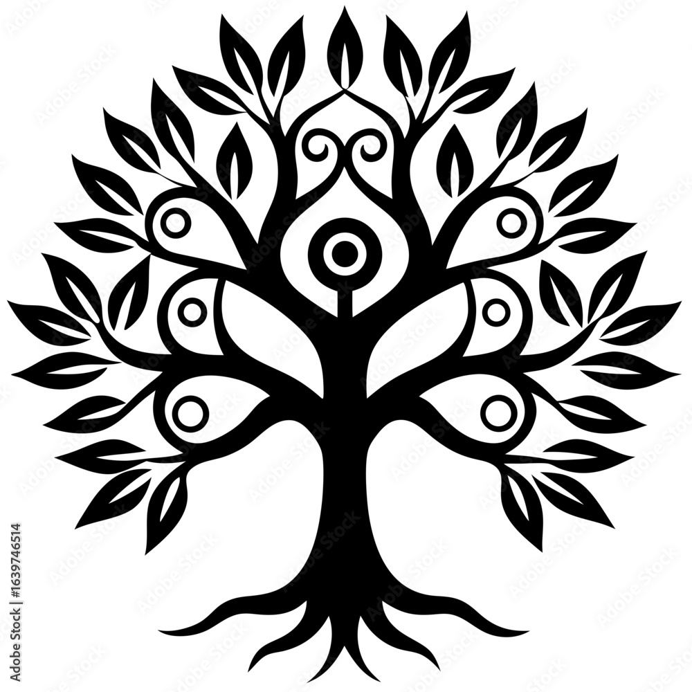 Obraz premium black and white tree silhouette