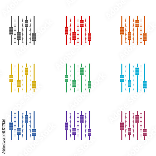 Sound mixer controller icon isolated on white background. Set icons colorful