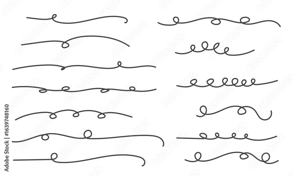 Obraz premium Curly lines hand drawn element vector