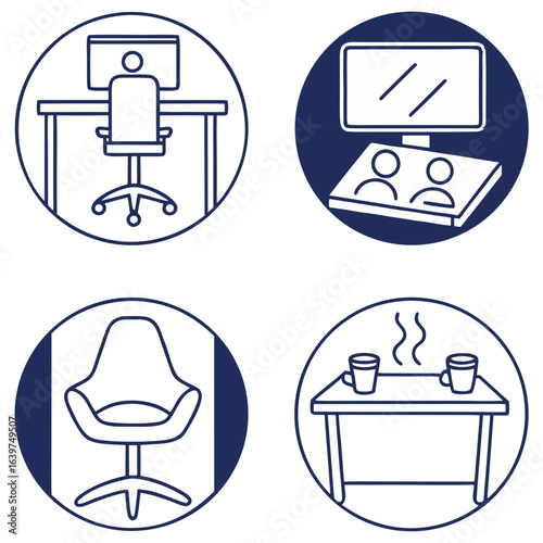 Office and break room icons with a modern minimalist design