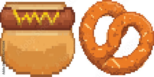 Hotdog And Soft Pretzel Pixel Art