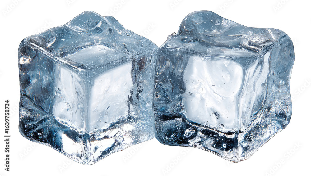 Obraz premium Two clear ice cubes, close-up