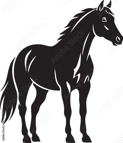 Majestic horse standing proudly silhouette