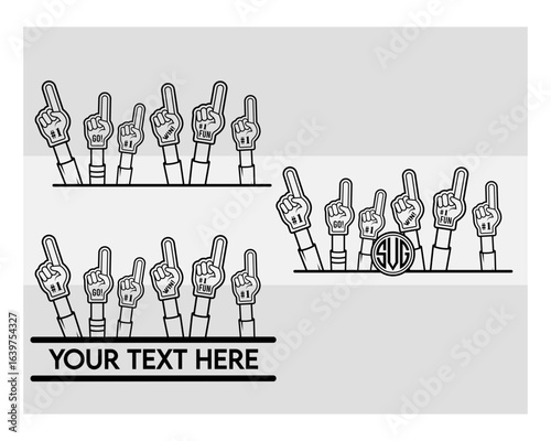 Fan Foam Fingers SVG Silhouette Bundle, Hands Up With Glove With Number One, Glove Svg, Hands Up Svg, Foam Hand Supporter, Fan Foam Fingers Png, Fan Foam Fingers Svg Images,