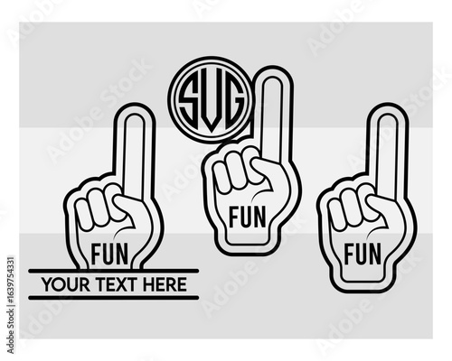 Fan Foam Fingers SVG Silhouette Bundle, Hands Up With Glove With Number One, Glove Svg, Hands Up Svg, Foam Hand Supporter, Fan Foam Fingers Png, Fan Foam Fingers Svg Images,