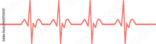 Electrocardiogram waveform coral line heartbeat pulse