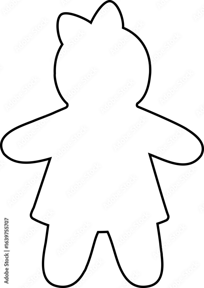 Fototapeta premium Christmas chubby gingerbread man outline vector. Holiday cute gingerbread man cookies outline Isolated. Transparent background. svg.