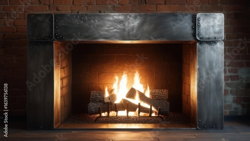 Modern metal fireplace