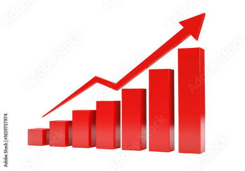 Red business growth bar chart with an upward arrow showing financial success and progress isolated on a white background. Free Download Red business growth bar chart with an upward arrow showing financial success and progress isolated on a white background. - GFXLoad
