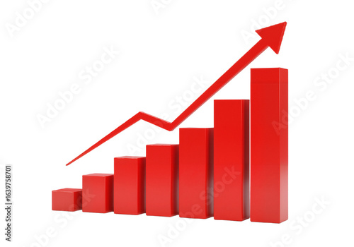 Free Download Upward trending red arrow over a growing bar chart symbolizing financial progress, success, and achievement - GFXLoad