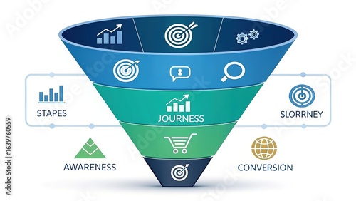 Drive sales with a modern funnel diagram showing awareness, journey, and conversion strategy for success