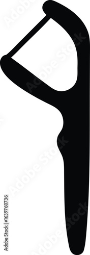 Dental floss icon silhouette for oral hygiene routine
