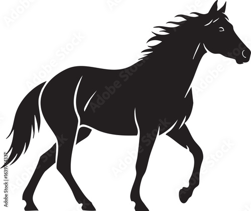 Majestic horse galloping silhouette