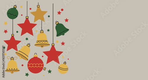 Festive ornament decorations holiday season digital illustration colorful background creative viewpoint celebratory theme. Vector illustration