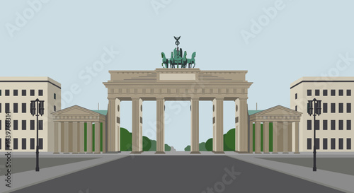Historical landmark architecture berlin digital illustration urban environment front view cultural significance. Vector illustration