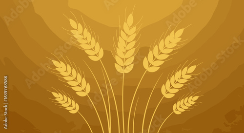 Wheat harvesting process in golden fields agriculture crop growth rural landscape aerial view sustainability. Vector illustration