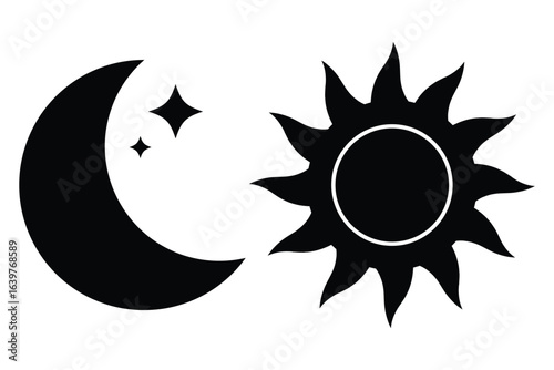 Vector isolated Brightness icon set in black outline