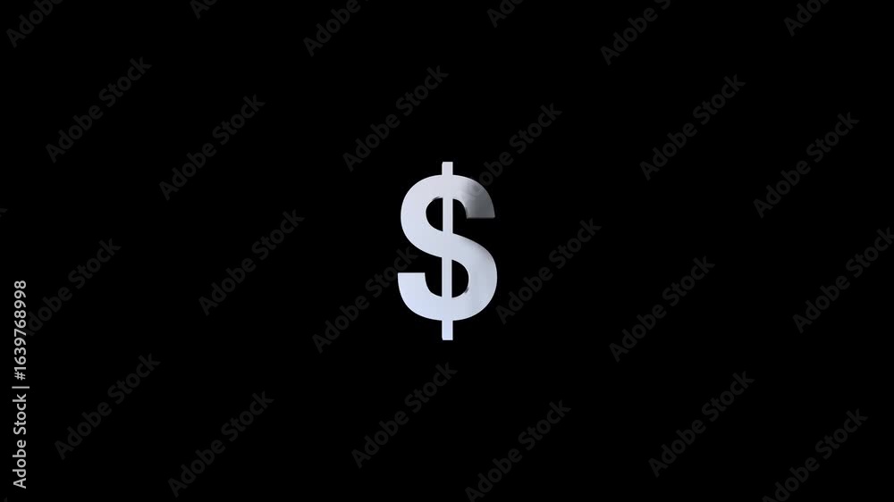 3d glossy dollar icon animation on transparent, white color. loopable animation 3d glossy dollar icon animation on transparent, white color. loopable animation