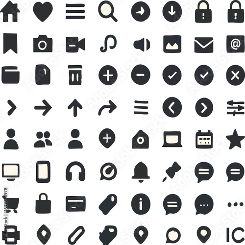 A collection of entypo themify icons and icomoon icons displayed in a grid pattern on a light background