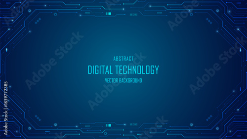 Abstract circuit board with electronic elements. Circuit board with connected lines and dots. AI and digital technology. Innovation, science, and engineering concepts. Vector illustration