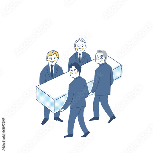 出棺・お葬式で棺桶を運ぶ遺族