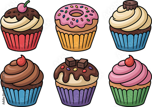 Assorted Cupcakes with Toppings Collection Delicious Dessert Pastries Sweet Treats