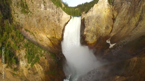Grand canyon waterfall in yellowstone national park, a scenic natural landscape