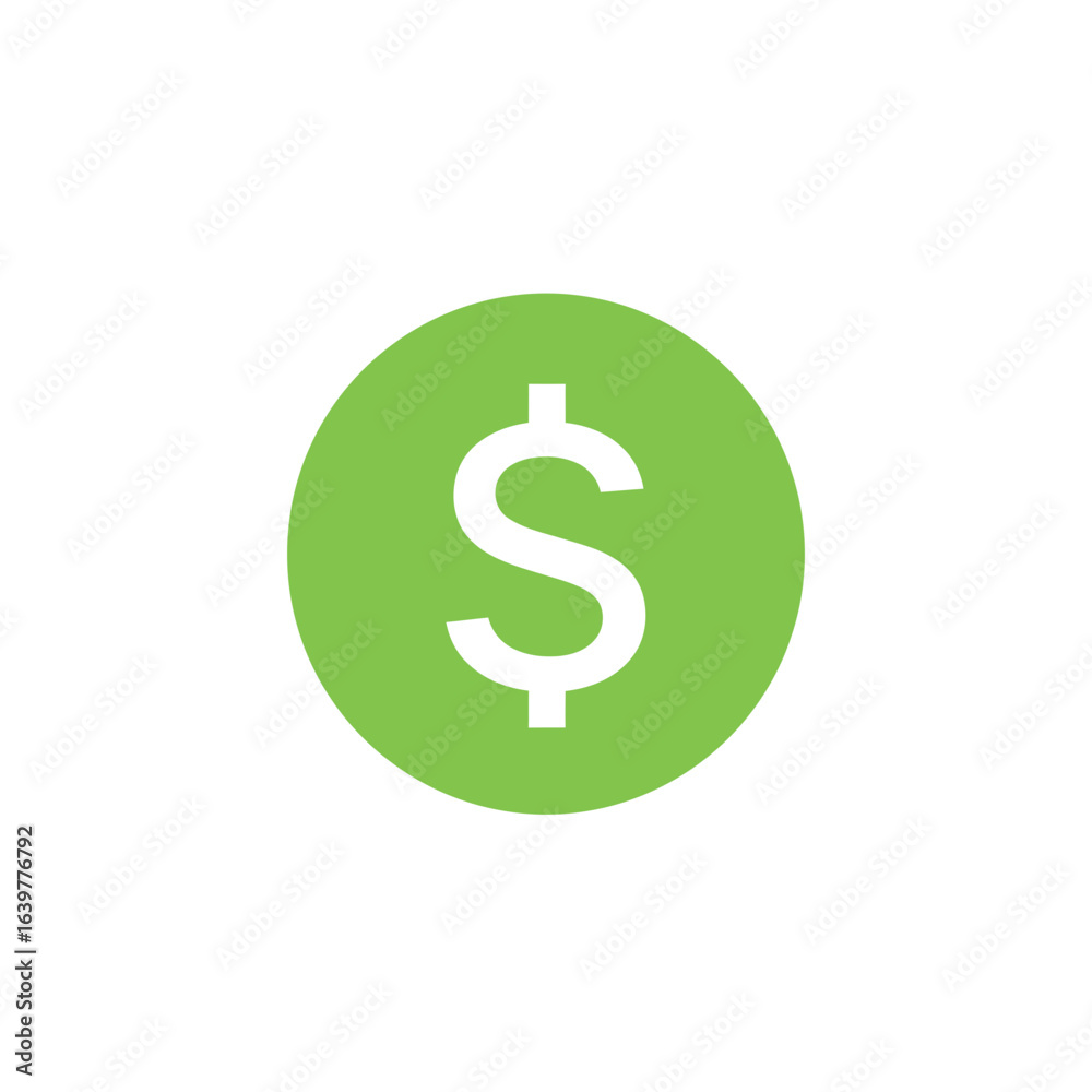 Green dollar sign icon symbol money finance business currency cash wealth investment vector illustration Green dollar sign icon symbol money finance business currency cash wealth investment vector illustration