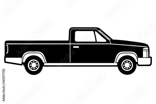 Pickup Truck Silhouette – Cargo Bed Minimal Line Art
