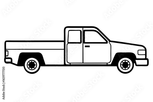 Pickup Truck Silhouette – Cargo Bed Minimal Line Art