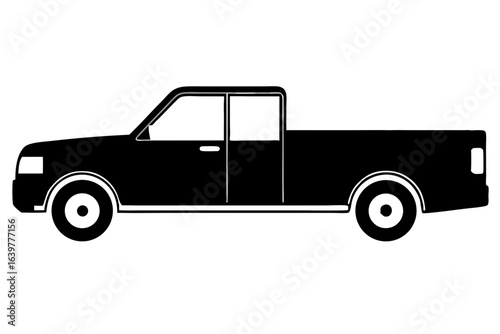 Pickup Truck Silhouette – Cargo Bed Minimal Line Art