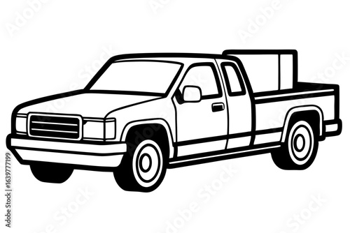 Pickup Truck Silhouette – Cargo Bed Minimal Line Art