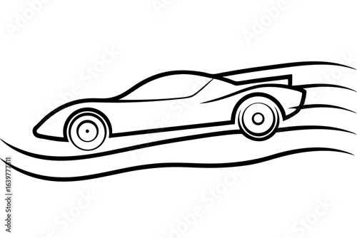 Racing Car at Starting Line Line Art – Minimal Motorsport Outline