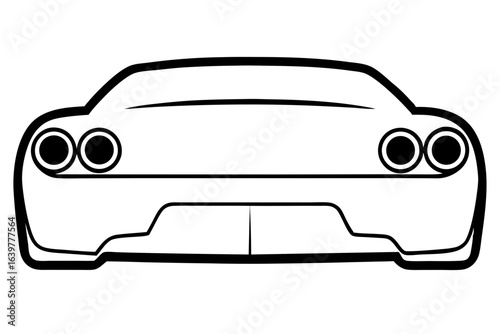 Sports Coupe Rear View Line Art – Twin Exhausts Minimal Outline