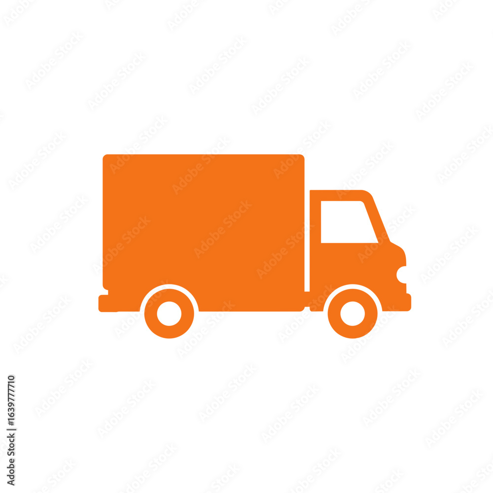 Simple orange delivery truck icon for logistics and shipping services. Vector graphic symbol for transportation and freight business. Simple orange delivery truck icon for logistics and shipping services. Vector graphic symbol for transportation and freight business.