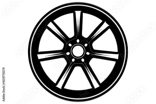 Alloy Car Wheel Rim Silhouette with Detailed Spokes Vector