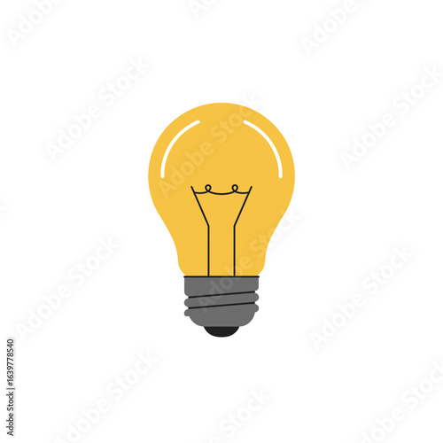 A simple yellow light bulb icon illustration. Vector graphic symbol representing a bright idea, innovation, creativity, and energy.