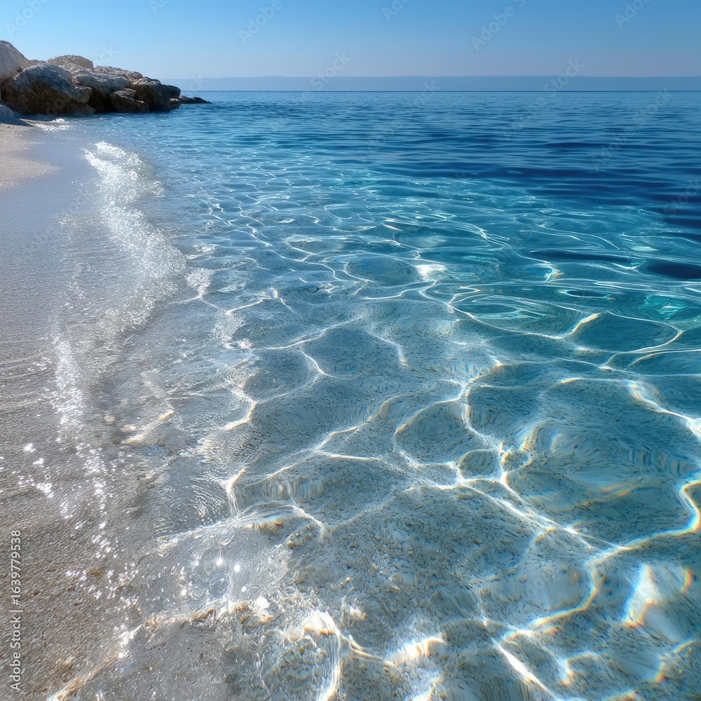 Obraz premium Sunlight Filtering Through Crystal Clear Tropical Ocean Water