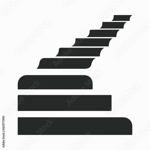 Stair Simple Icon Single Design, Stair Illustration Concept, Staircase Stair Black Silhouette Graphic