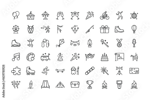 Vector art of collection of celebration and activity icons isolated