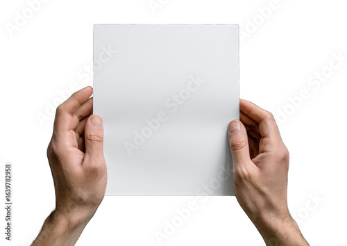 Blank paper held in hands