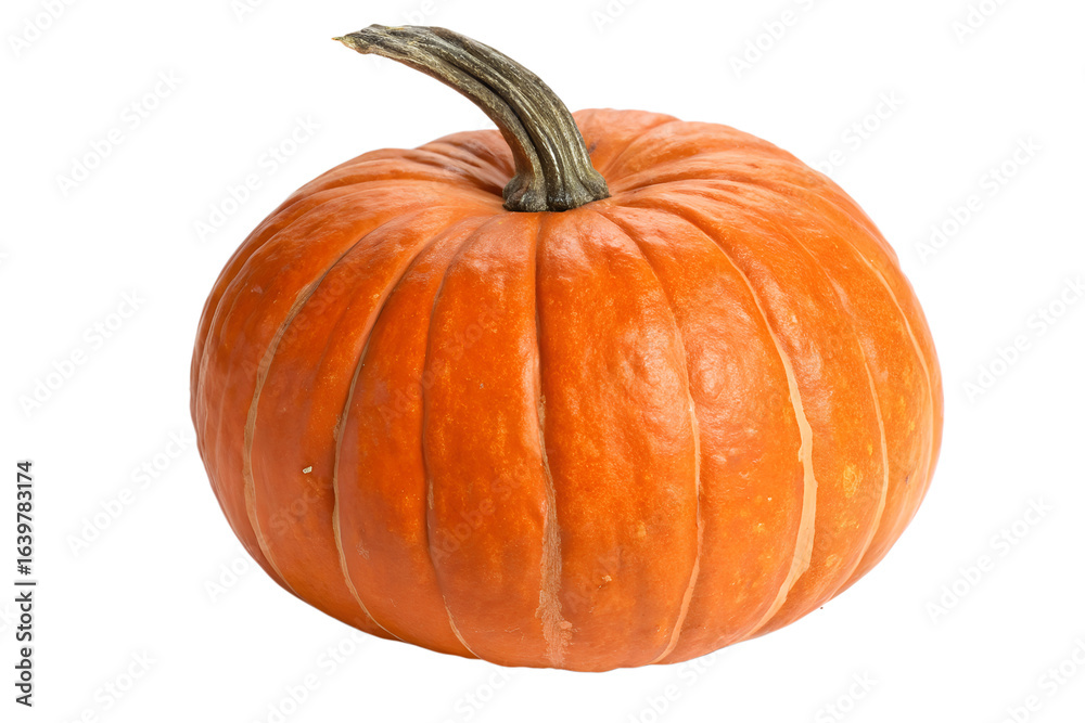 Obraz premium Isolated Orange Pumpkin with Stem on Transparent Background
