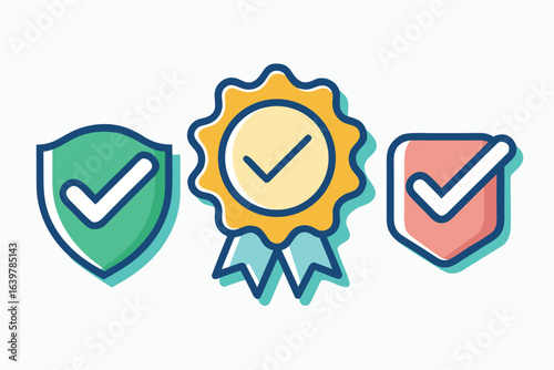 Check Mark Badge Icons for Quality and Verified Products