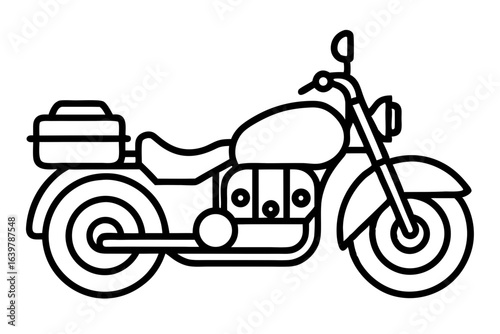 Motorbike Icon with Saddlebags and Luggage Rack Vector