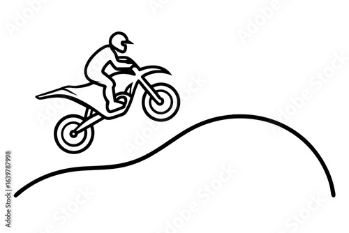 "Off-Road Dirt Bike Jumping Over Hill Icon – Extreme Sports SVG"