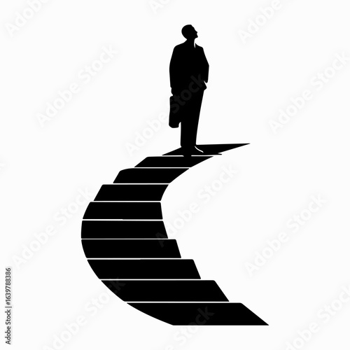 Man Climbing Stairs Black Icon Simple Artwork, Stairs Man Vintage Style Design Idea