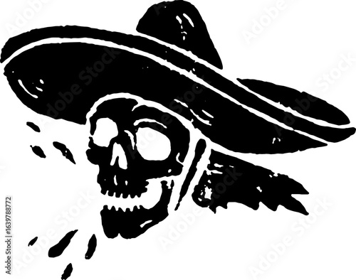 abstract design of American wild west desert with cowboys - hand drawn Black illustration. Ilustraciones del viejo oeste. PNG.JPG. VEKTOR