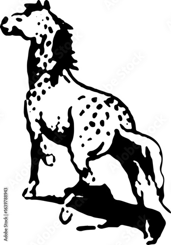 abstract design of American wild west desert with cowboys - hand drawn Black illustration. Ilustraciones del viejo oeste. PNG.JPG. VEKTOR