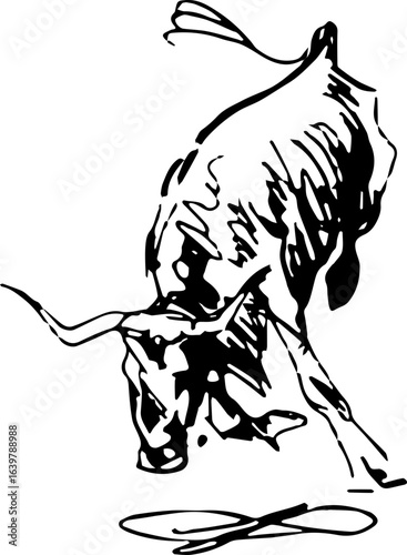 abstract design of American wild west desert with cowboys - hand drawn Black illustration. Ilustraciones del viejo oeste. PNG.JPG. VEKTOR