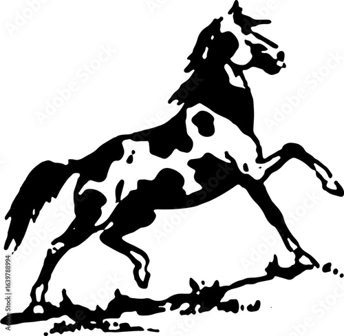 abstract design of American wild west desert with cowboys - hand drawn Black illustration. Ilustraciones del viejo oeste. PNG.JPG. VEKTOR